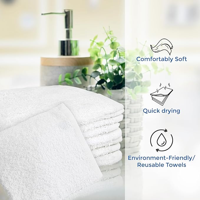 Crystal Ridge Cotton Wash Cloths 12 Pack - Washcloths for Showering, Face and Body, Soft and Highly Absorbent Multipurpose Towels for Bathroom, Kitchen, Spa and Gym - Wash Rags 12 x12 (Slate Grey)