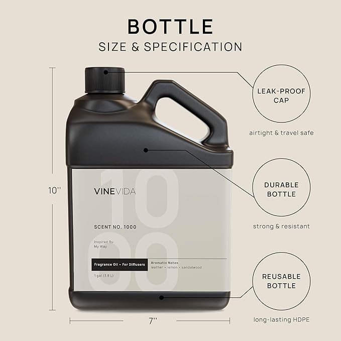 VINEVIDA [128 Fl Oz] Scent NO. 1000 Inspired by My Way Fragrance Oil For Cold Air Diffuser, Aromatic Notes of Leather Lemon Sandalwood, Essential Oil for Diffuser Oil Refill & Air Freshener Room Spray