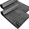 GORILLA GRIP Waterproof Traffic Guard Door Mat, 2 Pack Heavy Duty Entryway Mats, Strong Rubber Back Commercial Rugs for Office Hallway, Garage Floor and Home, Low Profile Carpet, 35x23, Light Gray