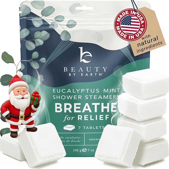 Shower Steamers Aromatherapy - USA Made with Natural Ingredients & Eucalyptus Essential Oil, Christmas Stocking Stuffers for Men & Women, Large Shower Bombs, White Elephant Relaxation Spa Gifts