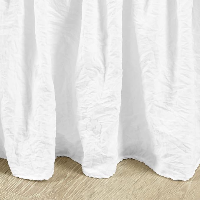 Lush Decor Ruched Ruffle Elastic Easy Wrap Around Bed Skirt Single Twin/Twin XL/Full White - Twin Bed Skirt - Dust Ruffle - White Bedskirts
