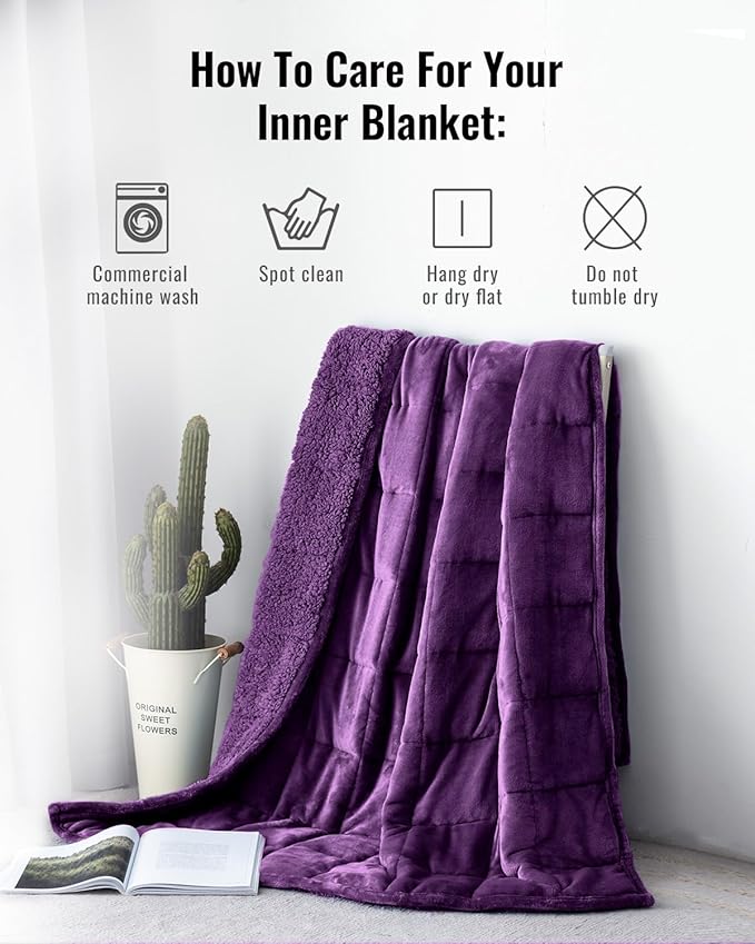 Uttermara Weighted Blanket King Size 15lbs 80x87 Inches, Sherpa Weighted Blankets for Adult, Soft Warm Sherpa & Cozy Fleece, Heavy Blanket for Calming and Sleep, Purple