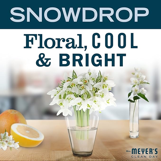 MRS. MEYER'S CLEAN DAY Soy Aromatherapy Candle, 35 Hour Burn Time, Made with Soy Wax and Essential Oils, Limited Edition Snowdrop, 7.2 oz - Pack of 2