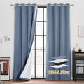 RYB HOME Soundproof & Dust Particle Filtering Curtains Blackout Window Treatment for Bedroom Living Room Divider Nursery Daytime Sleeping Patio Door, Stone Blue, W52 x L 102 inch, 2 Panels