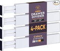 Bambüsi 4 Pack Drawer Dividers - 2.6" High, 16-22" Adjustable Bamboo Drawer Organizers for Clothes, Expandable Dresser Separators in Bedroom/Bathroom/Kitchen/Office Organization and Storage (White)