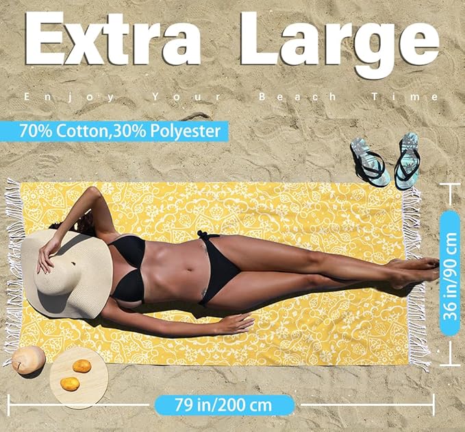 Thin Turkish Beach Towel Lightweight Quick Dry Absorbent Cotton Bathroom Bath Pool Swim Towels Extra Large Oversized Sand Free Beach Accessories Essentials Cloud Gifts for Adult