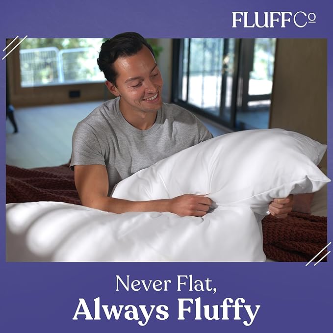 FluffCo Down Alternative Pillows King Size Set of 2 - King Bed Pillows for Sleeping - Made in USA - Cooling Surface and Machine Washable for Side, Back, and Stomach Sleepers