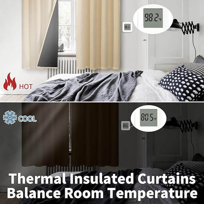 BGment Natural Blackout Curtains 95 Inches Long 2 Panels Set for Living Room, Thermal Insulated 100% Light Blocking Curtains & Drapes, Grommet Soundproof Curtains for Bedroom Window, Each 52 Wide