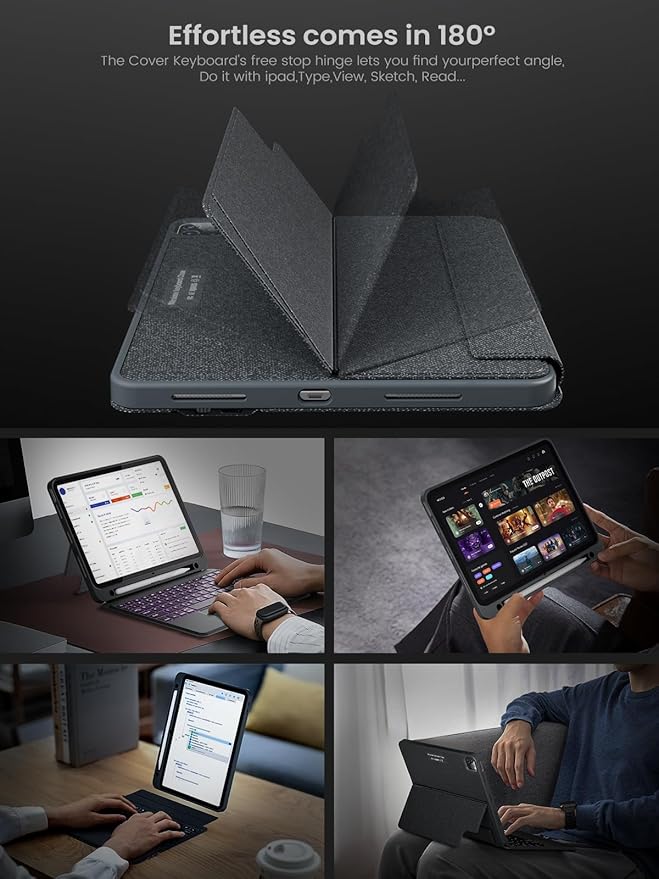 Combo Keyboard Case with Trackpad for ipad Air 11-inch (M2) 2024 & iPad Pro 11 inch (1st/2nd/3rd/4th Generation), Detachable Backlit Keyboard with Kickstand, Multi-Mode, For 10.9”iPad Air 4th/5th Gen