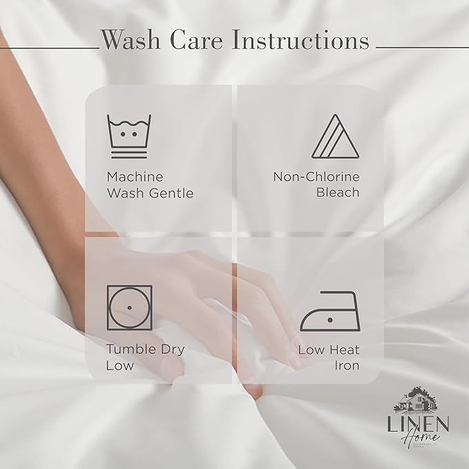 Linen Home 100% Cotton Percale Sheets King Size, Dove Grey, Deep Pocket, 4 Pieces Set - 1 Flat, 1 Deep Pocket Fitted Sheet and 2 Pillowcases, Crisp Cool and Strong Bed Linen