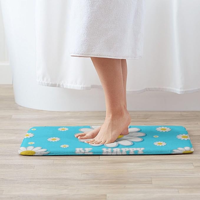 Cute be Happy Daisy Front Welcome Doormat, Anti Slip Floor Mat Dirty Resistant Floor Mat
