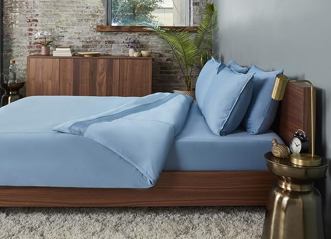 SHEEX - Original Performance Sheet Set with 2 Pillowcases, Ultra-Soft Fabric Cooling and Breathes Better Than Traditional Cotton - Carolina Blue, Full
