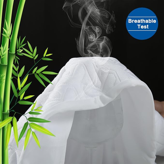 Premium 100% Waterproof California King Mattress Protector,Cooling Breathable Cal King Mattress Pad Cover 3D Air Fabric, Fits 8-21" Extra Deep Pocket Mattress Topper Noiseless (White,Cal King)