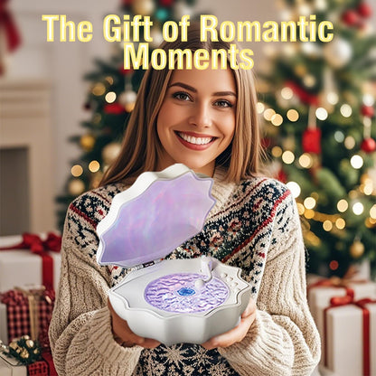 Northern Lights Projector, Night Light Projector for Bedroom Built-in Bluetooth Speaker, White Noise, Shell Night Light for Room Decor/Gift for Kids/Party/Music/Relaxation/Birthday (White)