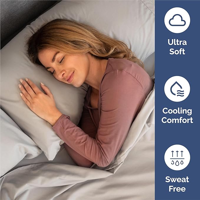 King Size 4 Piece Sheet Set - Comfy Breathable & Cooling Bed Sheets Set - Hotel Luxury Bedding for Women, Men, Kids, Teens, Boys & Girls - Deep Pockets, Soft and Wrinkle Free - Oeko-Tex - Light Grey