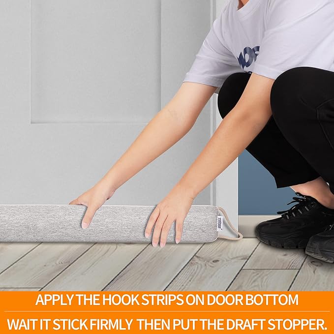 TORRAMI 32" Door Draft Stopper Under Bottom Insulation Noise Air Stopper 2.16LB,Draft Stopper Guard Seal for Doors and Windows - Light Gray