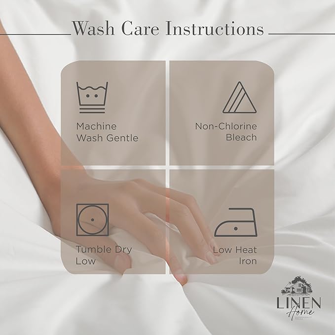 Linen Home 100% Cotton Percale Sheets Twin Size, Taupe, Deep Pocket, 3 Pieces Set - 1 Flat, 1 Deep Pocket Fitted Sheet and 1 Pillowcase, Crisp Cool and Strong Bed Linen