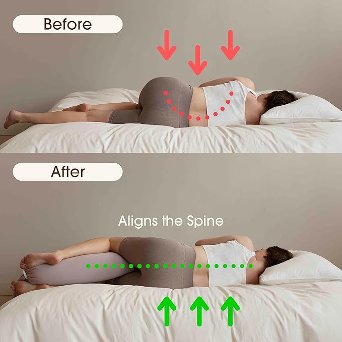 bbhugme Adjustable Pregnancy Pillow with Dusty Pink Cover & Extra Stone Cover - Full Body Support for Pregnant Women
