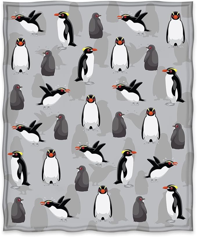 Jekeno Penguin Blanket Gifts for Women Men Couple Husband Wife Boyfriend Girlfriend Wedding Anniversary Birthday Christmas Girls Boys Teens Gift Antarctic Animals Throw Blanket Grey 50"x60"