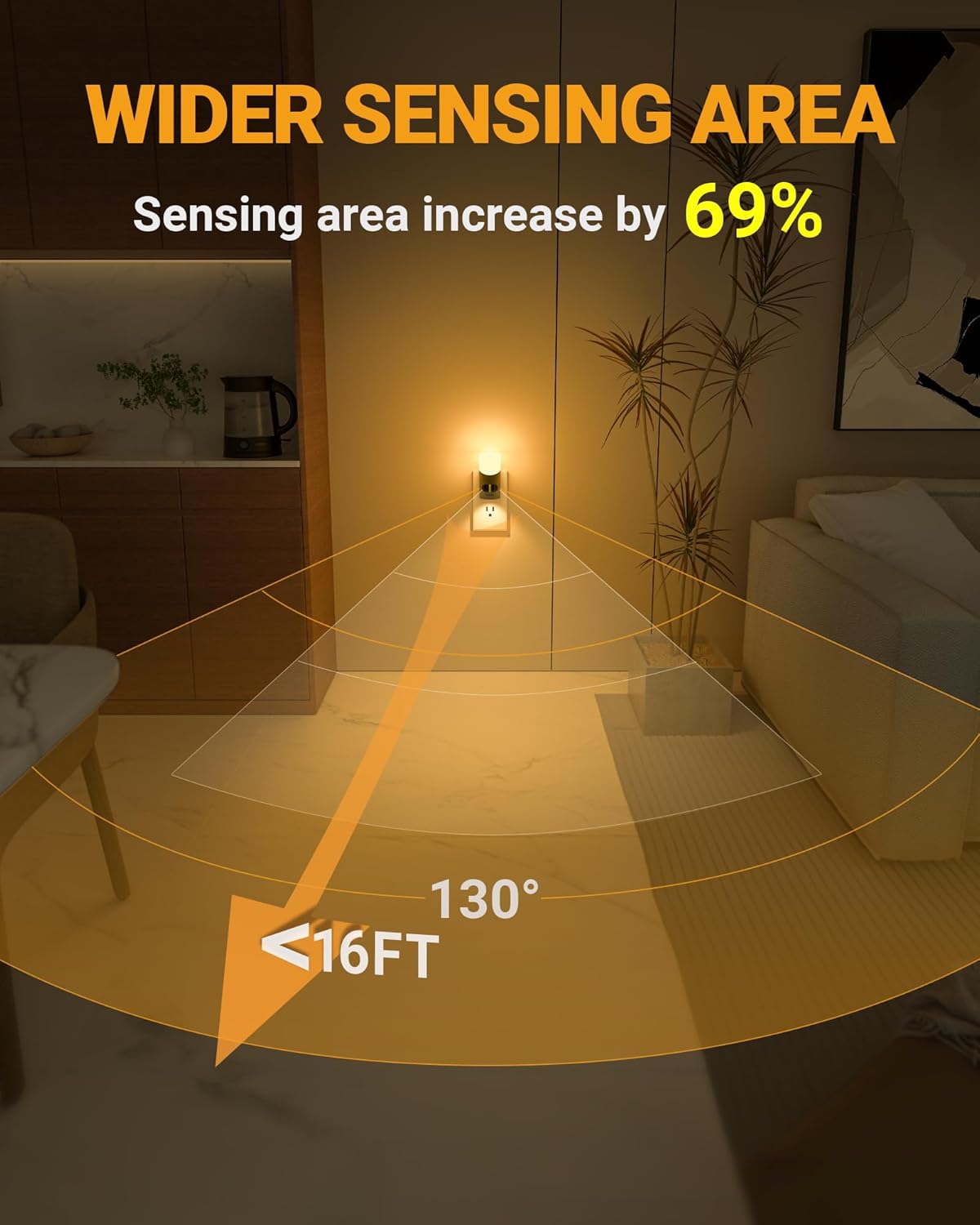 Lyridz LED Night Lights Plug into Wall with Motion Sensor, 1-150LM Dimmable Plug-in Nightlight Indoor for Bedroom, Bathroom, Hallway, Stairs, Pet House, Toilet, 2 Pack