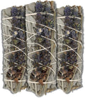 ESPOIR & AMOUR Lavender Sage - 3 Spiritual White Sage & Lavender Smudge Stick for Cleansing Negativity - 4 Inch Hand-Tied Stick