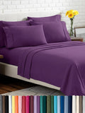 Bare Home Hotel Luxury Queen Sheet Set, Extra Soft - 6 Piece Set - Deep Pockets - Easy Fit - Cooling & Breathable - Wrinkle, Fade, Stain Resistant - Includes 4 Pillowcases (Queen, Plum)