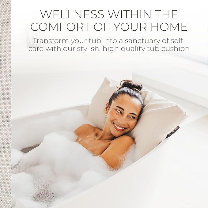 BADESOFA® Luxury Bathtub Pillow L - Large Bath Pillow for Therapeutic Neck and Back Support Quick-Drying - Full Body Bath Tub Cushion - Luxury Spa Cushion in Ivory Pearl