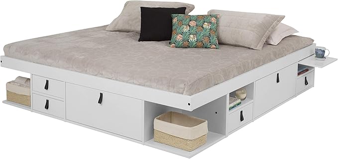 memomad Bali Storage Platform Bed with Drawers (King Size, Off White)