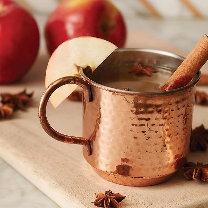 Thymes Simmered Cider Copper Candle - Warm & Spicy Apple Scented Candles for Home - Notes of Apple, Clove, and Cardamom - Luxury Gifts for Women & Men - Fall Decor (Copper Cup, 10 oz)