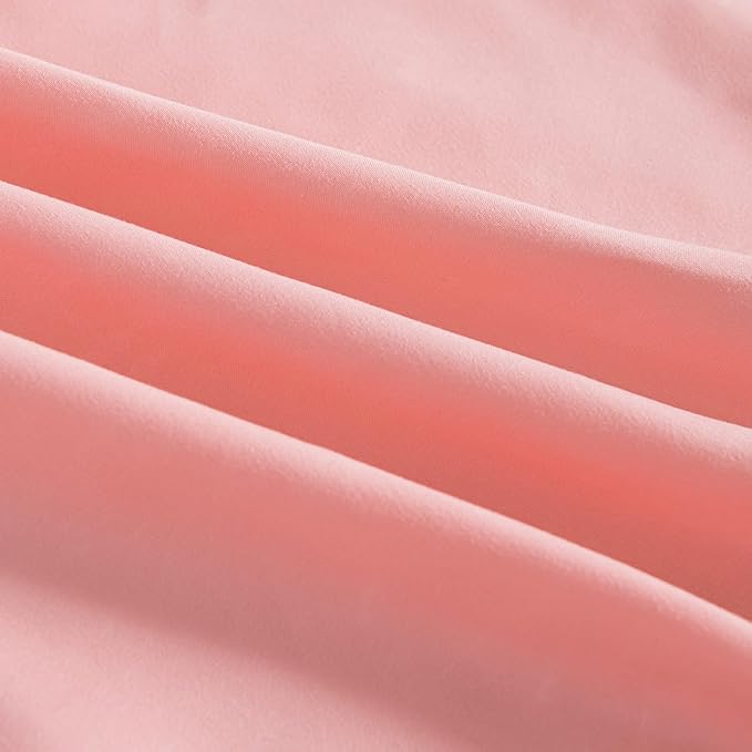 Bed Skirt Queen Size, Ruffled Bed Skirts with Split Corners, 12 Inch Drop Dust Ruffle Bed Skirt with Platform, 12 Inch, Peach, Queen