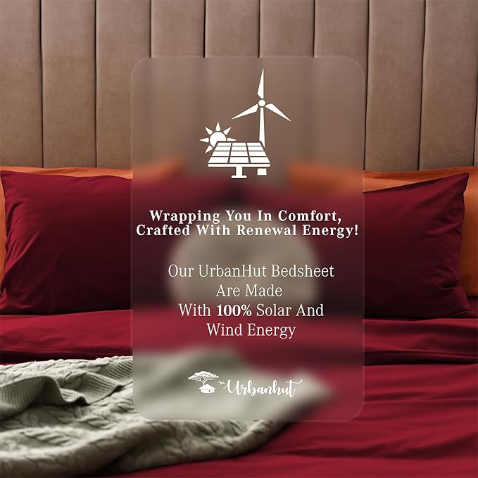 URBANHUT 800 Thread Count 100% Cotton King Size Sheets, Luxury 4 Piece King Bedsheets, Hotel Sheets Sateen Finish - Better Than Egyptian, 16" Elasticized Deep Pocket - Burgundy