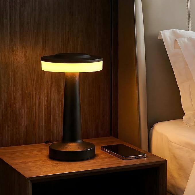 VIHOSE Cordless Table Lamps LED Portable Rechargeable Table Lamp with Touch Sensor 3 Color Dimming up to 15 Hours Battery Desk Light for Restaurant Nursery Living Room(Black,8 Pcs)