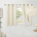 40 Inch Length Linen Blackout Curtains for Short Cafe Window, Thermal Insulated Light Blocking Soundproof Privacy Burlap Curtains 2 Panels, Each 38 Inch Wide Cream