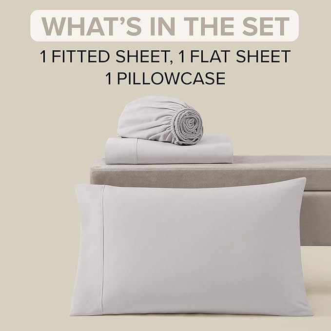 UGG Twin Sheet Set, 3-Piece Luxury Cooling Twin Sheets Set, Deep Pockets, Premium Bedding with 1 Pillow Sham, Machine Washable,Soft Lightweight, Gray (Hedi)