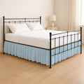 KRISHNA Ruffled Bed Skirt with Split Corners Twin, 100% Microfiber Hotel Quality, 28 Inch Drop Dust Ruffle Gathered Bedskirt with Platform, 39" x 75", Light Blue