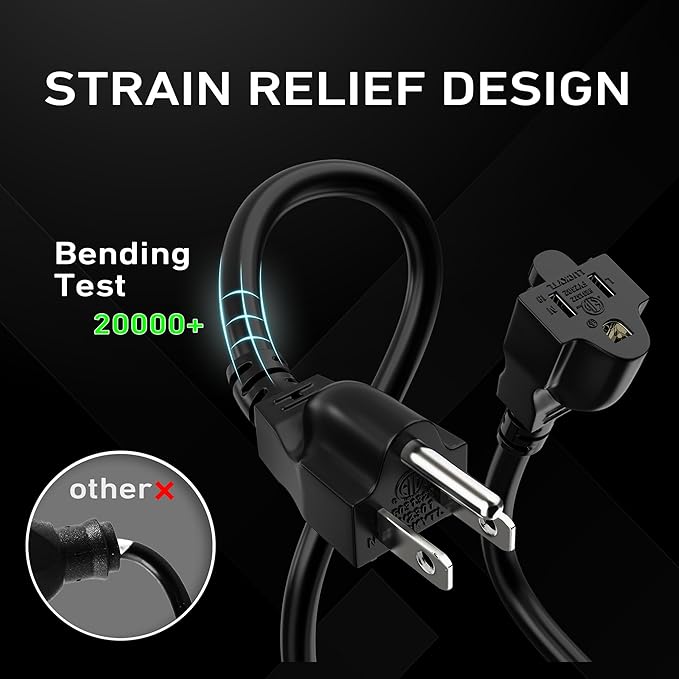 LUCKY TL Indoor Outdoor Extension Cord, 16/3 Gauge Black Long Extension Cord 25ft, Waterproof Flexible Case, Made of Pure Copper, 13A 1625W 16AWG SJTW, 3 Prong Heavy Duty Wire, ETL