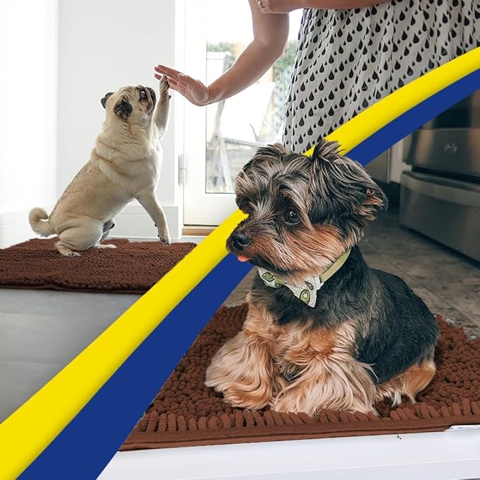Muddy Mat® | Super Absorbent Door Mat Indoor, Microfiber Quick Dry Chenille Entryway Rug, Non-Slip Front Door Mat, Indoor Mats for Entryway, Machine Washable Pet Rug, Brown 30"x19"
