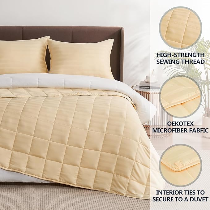 Weighted Blanket Queen/King Size (80"x87" 15lbs),Ultra Soft and Cozy Cooling Weighted Blanket for Adult,Heavy Blanket with Machine Washable Soft Blanket, Beige