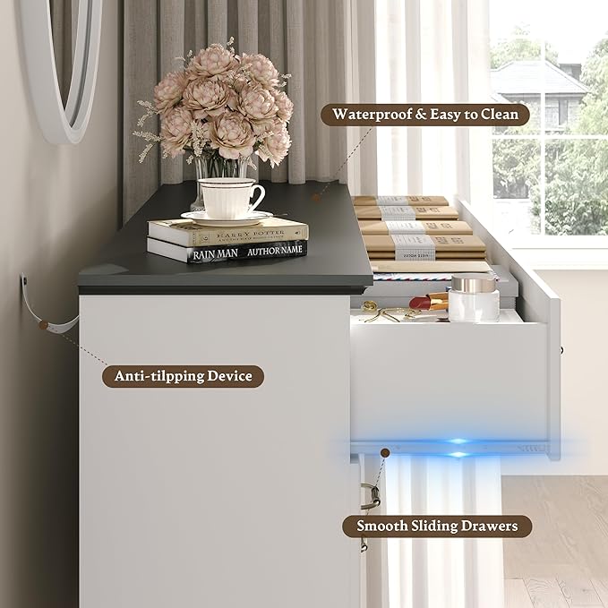 Farmhouse 9 Drawers Dresser for Bedroom, 63" Wide Modern Chest of Drawers with Deep Drawers & Bar Handles, Rustic Wood Dresser TV Stand, Wooden Closet Storage Organizer for Living Room, Hallway, White