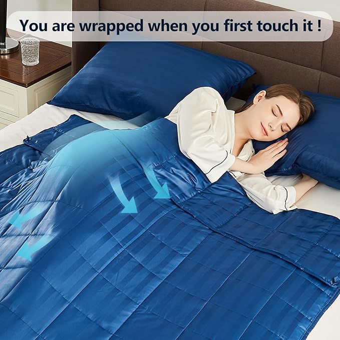Weighted Blanket Queen/King Size (80"x87" 15lbs),Ultra Soft and Cozy Cooling Weighted Blanket for Adult,Heavy Blanket with Machine Washable Soft Blanket, Navy Blue