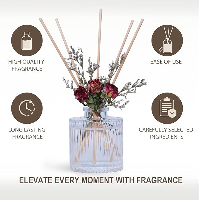UCC Reed Diffuser Set, 3.38 oz Pure Orange Premium Scented Diffuser with Flower Sticks Home Fragrance Reed Diffuser for Bathroom Shelf Decor
