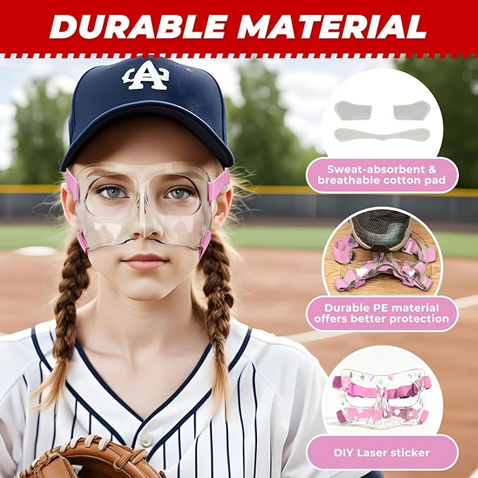 WR01B Girls Nose Guard for Broken Nose Adjustable Basketball Soccer Sports Face Mask with Padding for Youth Teens