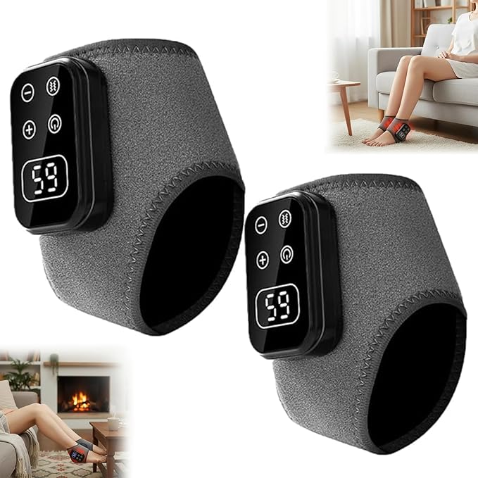 Triple Method Foot & Ankle Massager – Wireless Portable Massage Wrap with 3 Vibration Modes, 5 Intensity Levels, Foot Revive Massager for Relaxation, Circulation & Pain Relief (2 Pack)
