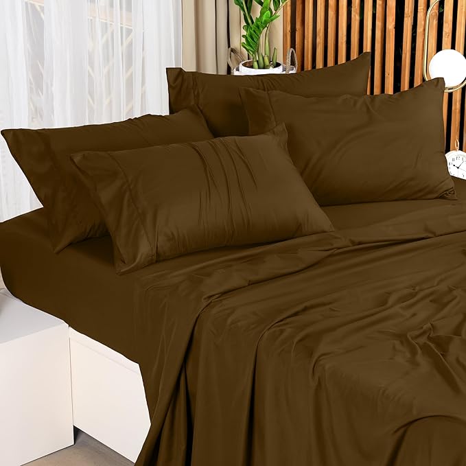 Utopia Bedding Queen Sheet Set – 4 Piece Bed Sheets for Queen Size Bed, Soft and Breathable Microfiber, Includes 1 Fitted Sheet, 1 Flat Sheet and 2 Pillowcases (Mocha)