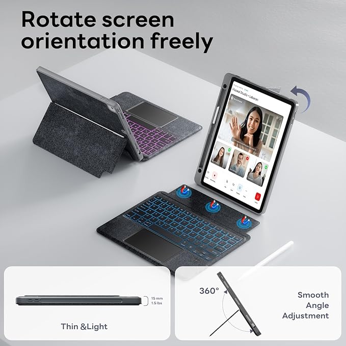 Combo Keyboard Case with Trackpad for ipad Air 11-inch (M2) 2024 & iPad Pro 11 inch (1st/2nd/3rd/4th Generation), Detachable Backlit Keyboard with Kickstand, Multi-Mode, For 10.9”iPad Air 4th/5th Gen