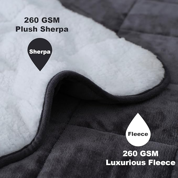 Weighted Blanket King Size 30 lbs 88x104 inches, Sherpa Fleece Throw Blanket for Couple with Soft Plush Flannel Top, Fuzzy Fluffy Cozy Warm and Thick Heavy Blanket for Winter
