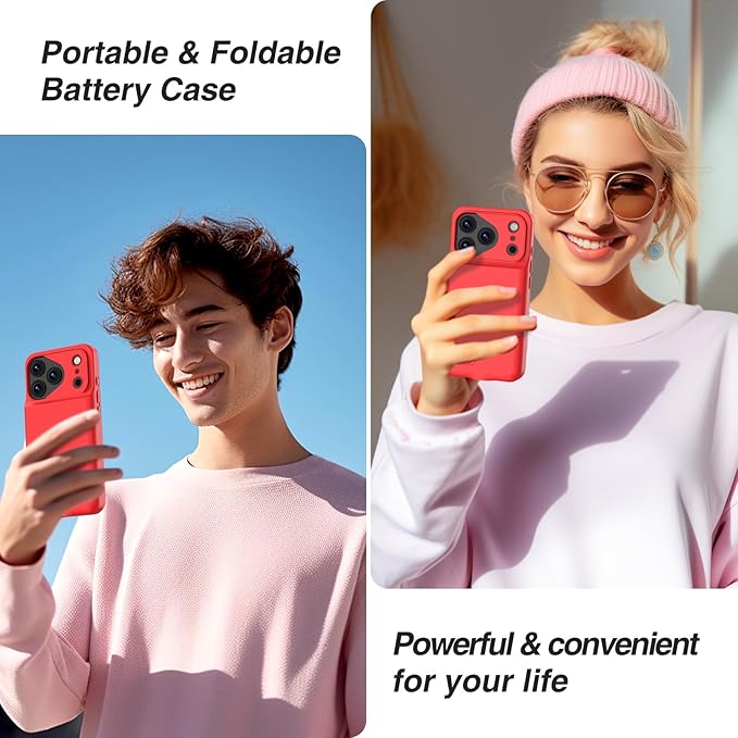 GIN FOXI Battery Case for iPhone 17 Pro, Charging Case Charger 8500mAh Ultra-Slim Lightweight Powerful Battery Pack 15W Fast Rechargeable Anti-Fall TPU Juice Box for iPhone 17 Pro (6.3") Red