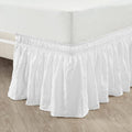 Lush Decor Ruched Ruffle Elastic Easy Wrap Around Bed Skirt Single Twin/Twin XL/Full White - Twin Bed Skirt - Dust Ruffle - White Bedskirts