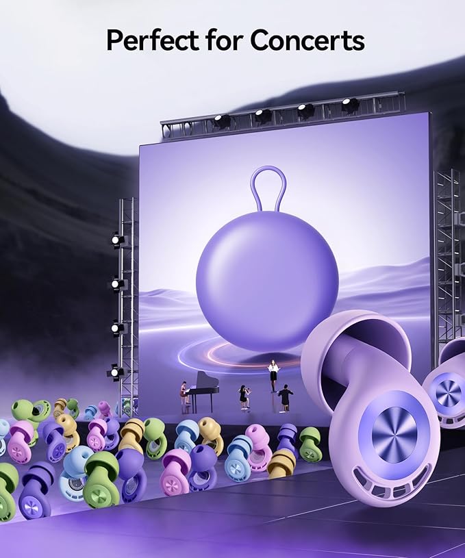 Ear Plugs for Sleeping 50dB Earplugs Noise Cancelling Ear Plugs for Noise Reduction Concerts Soft Reusable Silicone Earplugs for Snoring Side Sleepers Shooting Airplanes with 7 Eartips Case Blue
