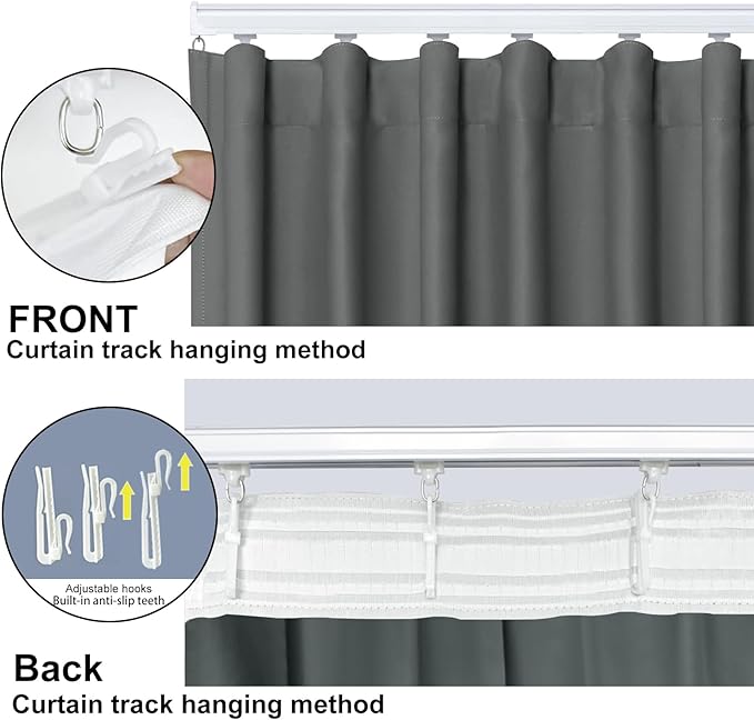 Room Divider Blackout Curtain Track Curtains Wall Dividers Panels Screen for Living Rooms Bedroom Office Privacy Partition Separation, W150 × L84 Inch,1 Panel, Grey